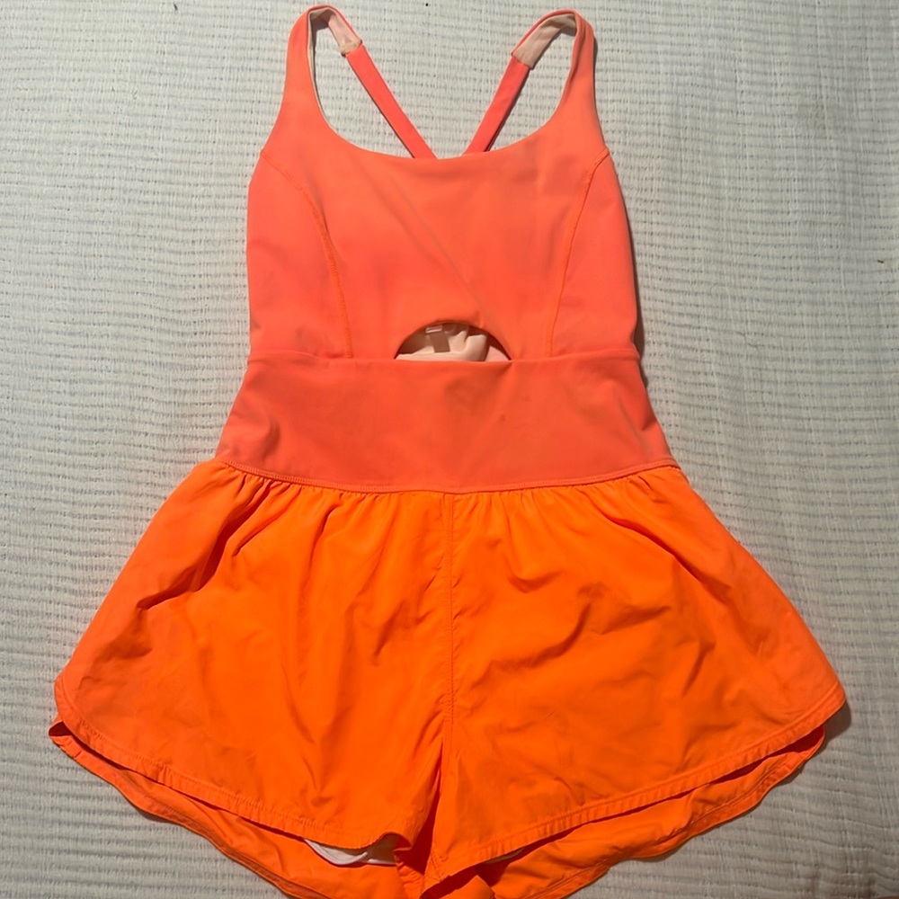 Free People Movement Size XS Righteous Runsie Neon Orange Athletic Onesie